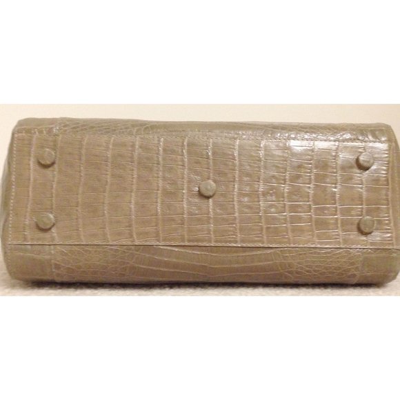 NWT GENUINE CROCODILE Nancy Gonzalez taupe grayish tan medium satchel doctor bag - Picture 5 of 10